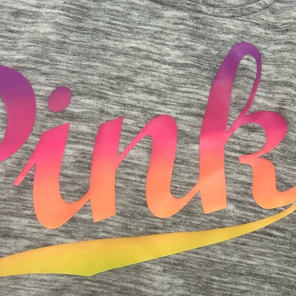 Victoria's Secret PINK Ombre Logo Heathered Gray Pullover - Picture 6 of 8